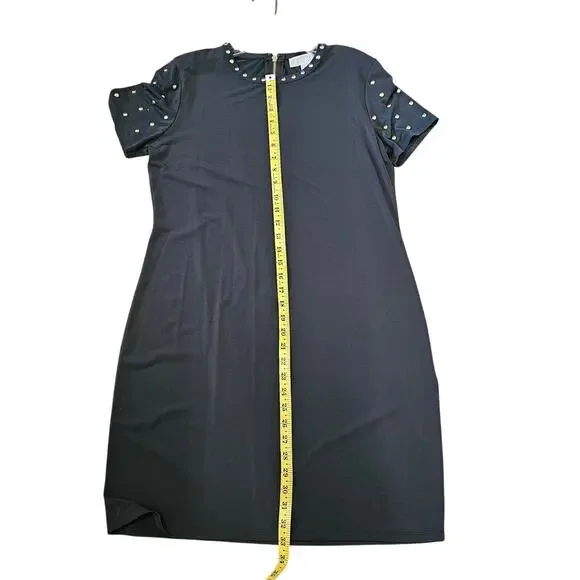 Michael Kors Forest Green Spandex Dress with Gold Studded Embellishments Size L - Picture 5 of 10